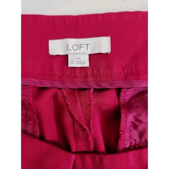 LOFT ~Woman Size 12~ Raspberry Pink Skinny Ankle Pants ~"JULIE"~ Cotton Blend. - Picture 7 of 11